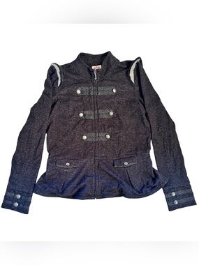 NEW glitter grey Juicy Couture Military vintage Zip Top Blazer Jacket size XL